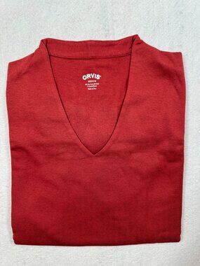 Orvis Women's V-Neck Long Sleeve Shirt Burgundy Maroon Pima Cotton Size Medium